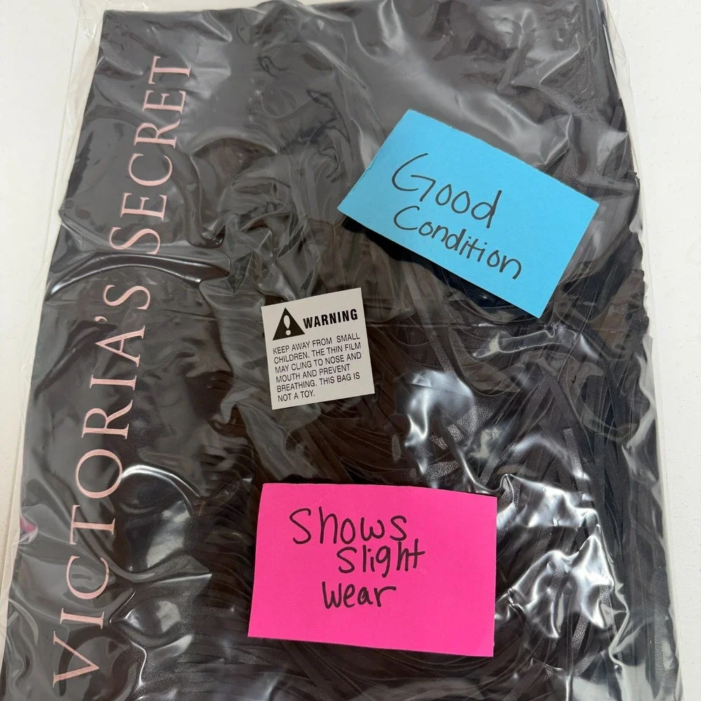 Victoria's Secret Tote Bag Women's Black One Size Flirty Fringe Faux‎ Leather